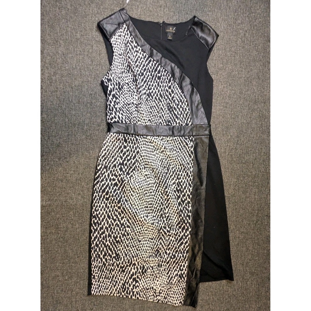 Worthington Black & White Pattern Sleeveless Long Shift Dress Size 4 Women's